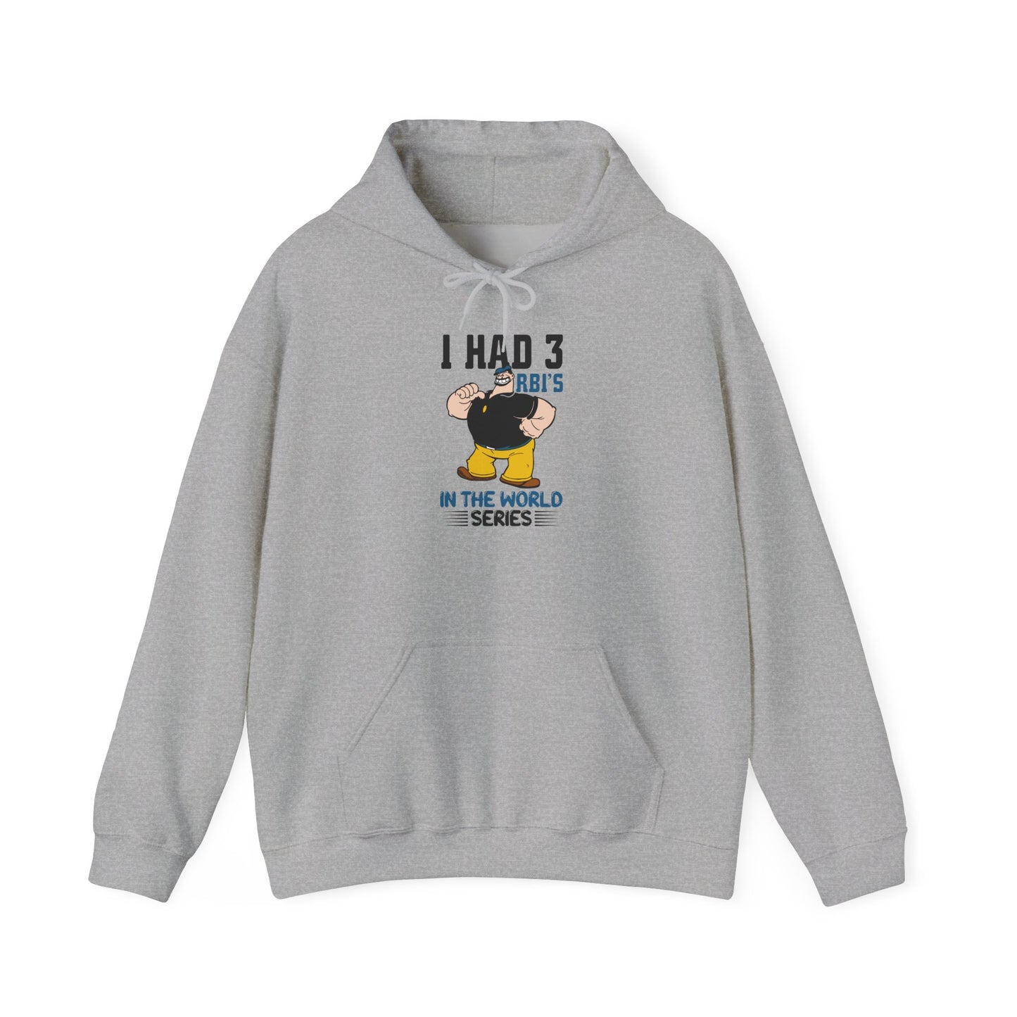 I Had 3 RBIs In the World Series Funny Baseball Fan Retro Cartoon Graphic Hoodie