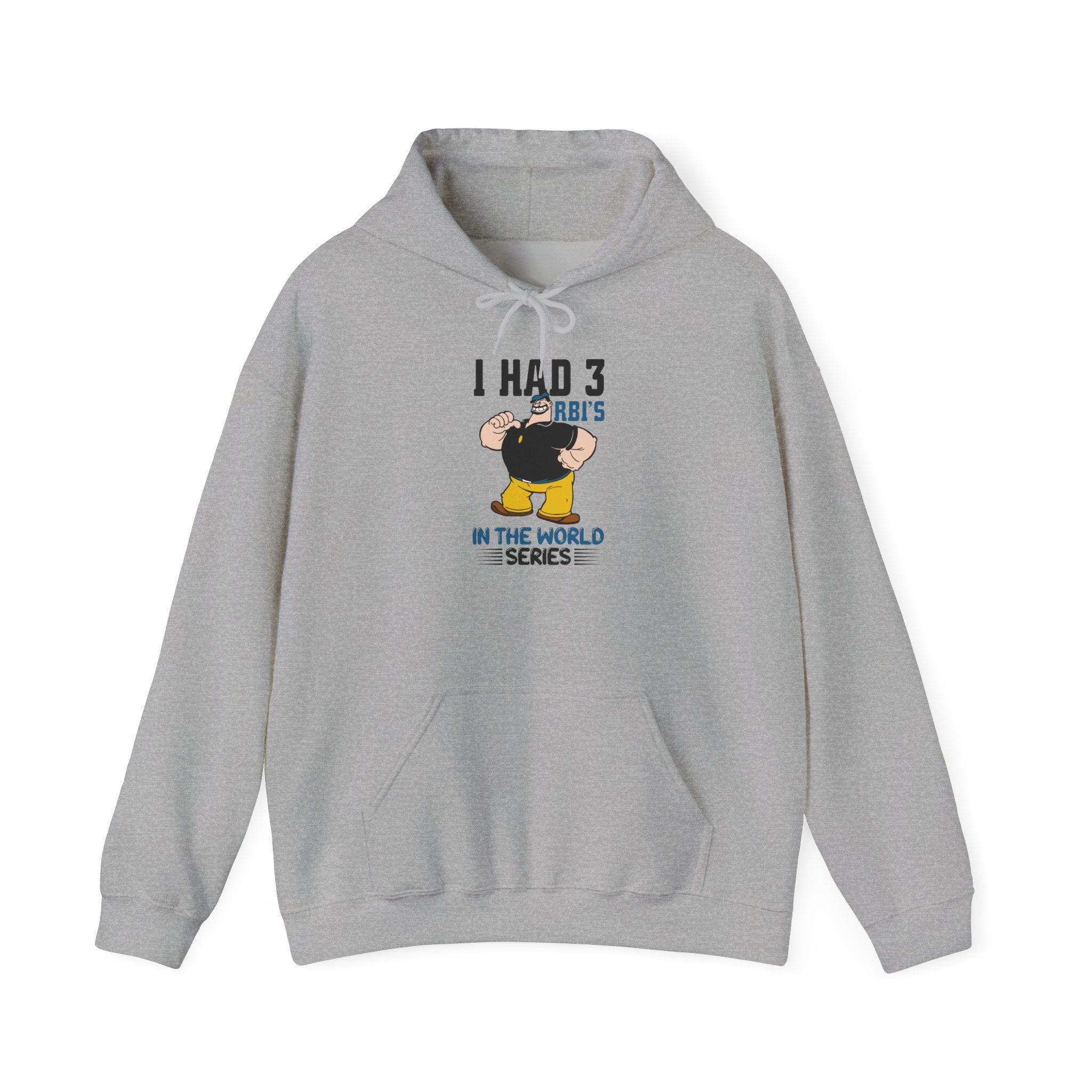 I Had 3 RBIs In the World Series Funny Baseball Fan Retro Cartoon Graphic Hoodie