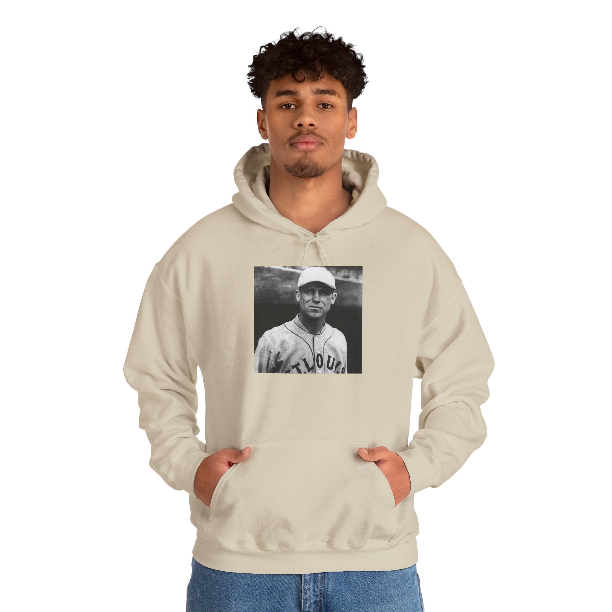 Vintage Baseball Player Hoodie — Classic Sports Graphic Pullover