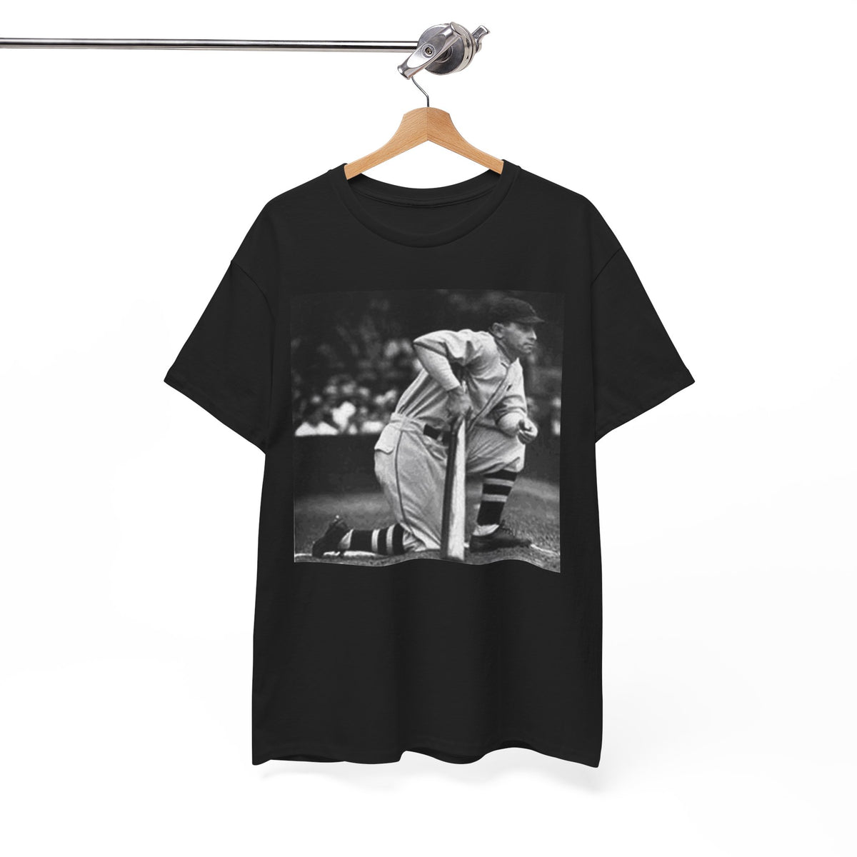 Vintage Baseball Photo T-Shirt – Classic Kneeling Player Graphic Tee