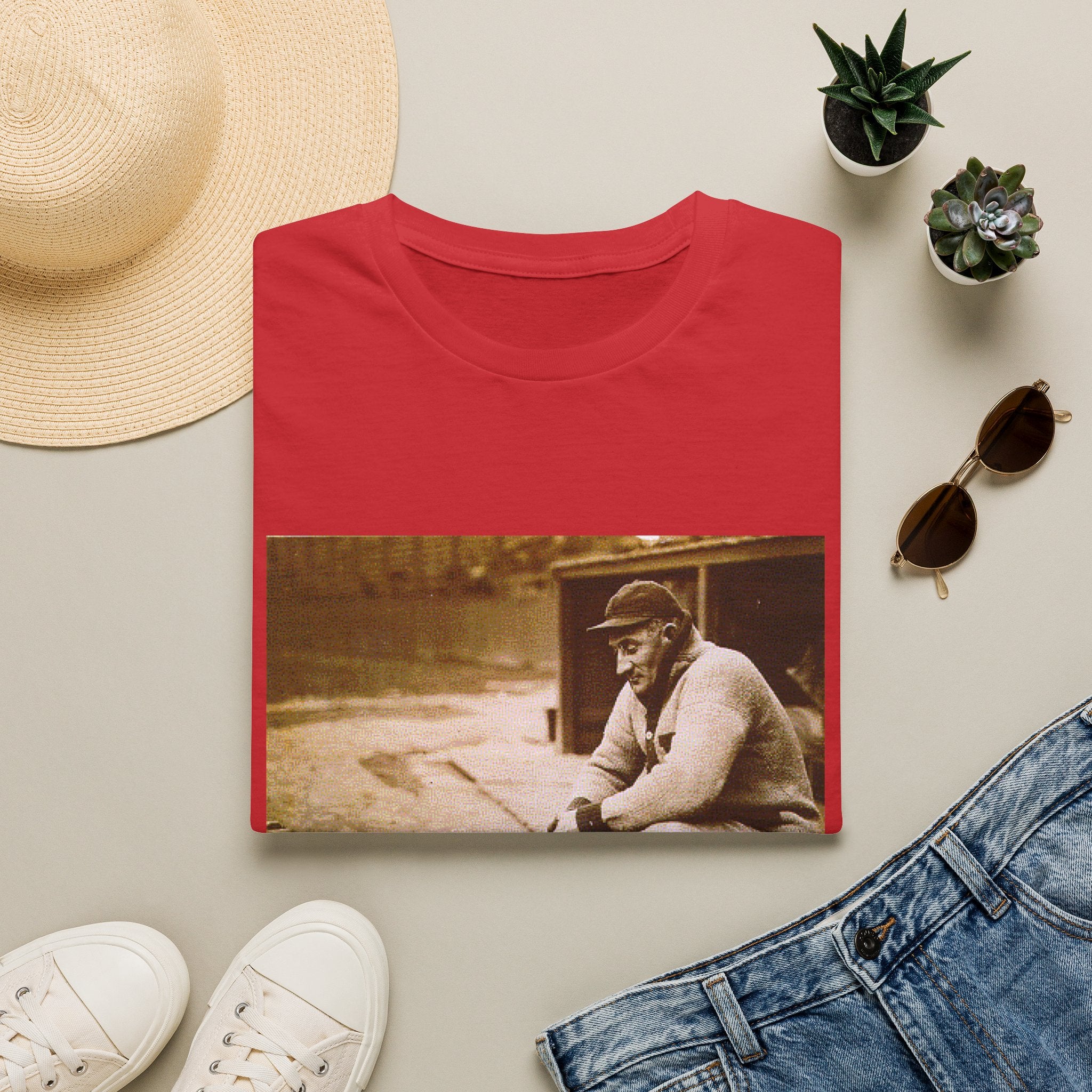 Vintage Fisherman Photo T-Shirt