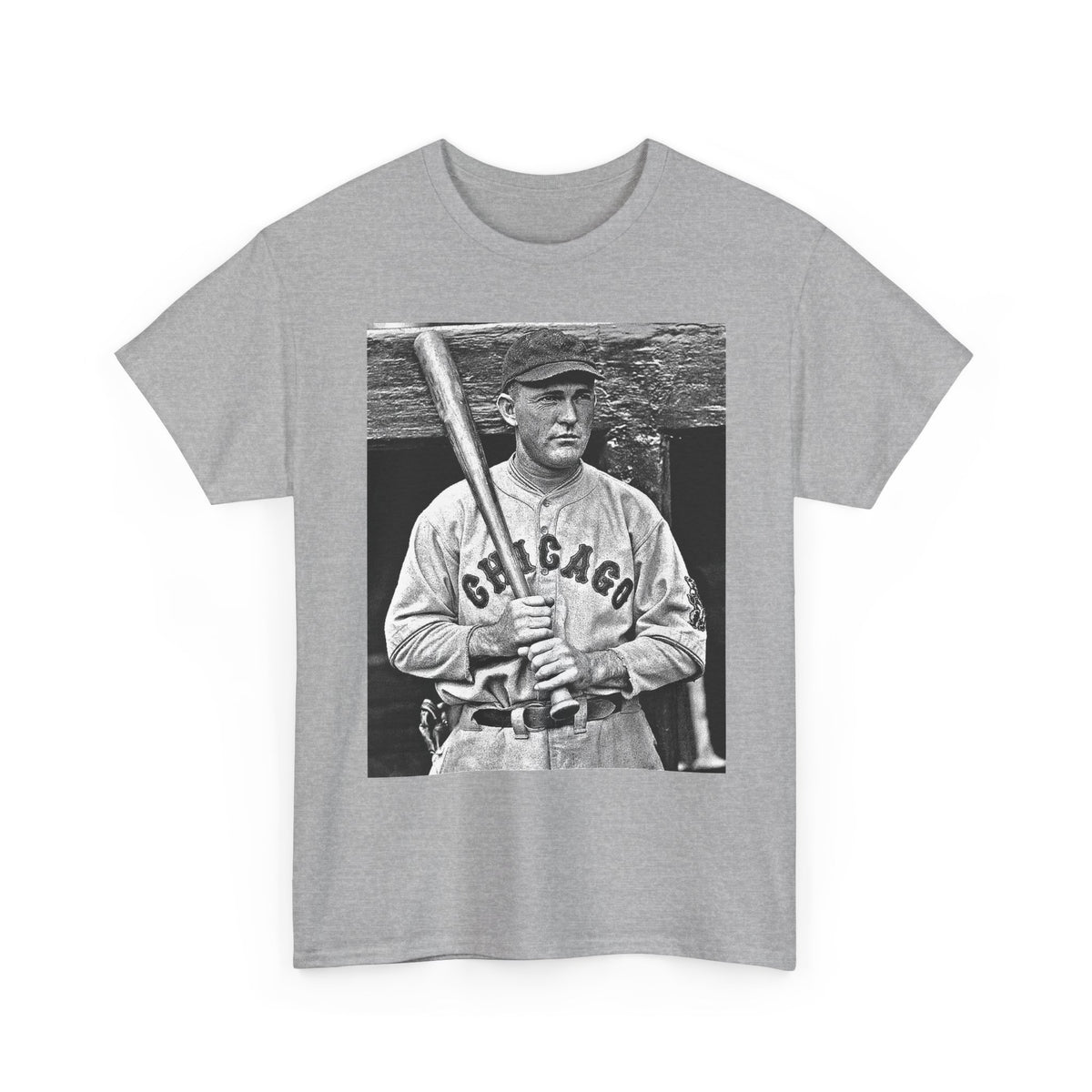 Vintage Chicago Baseball Photo T-Shirt — Retro Black & White Player Legend Tee