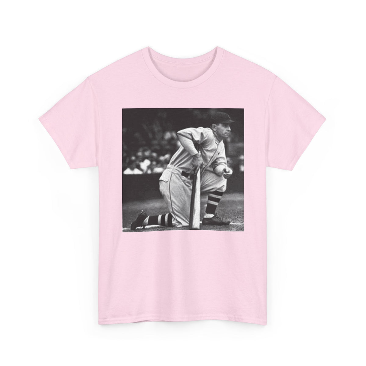 Vintage Baseball Photo T-Shirt – Classic Kneeling Player Graphic Tee