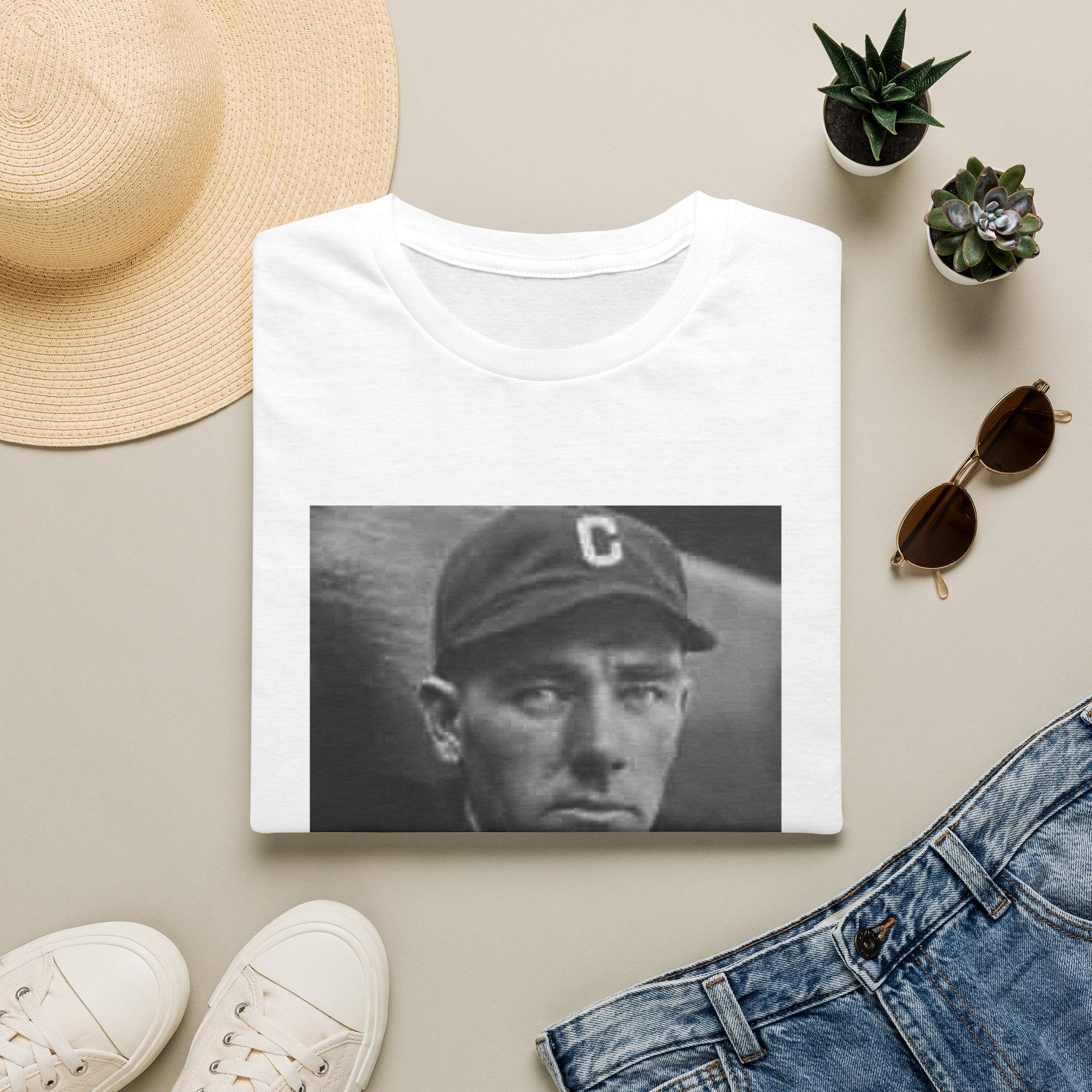 Vintage Baseball Portrait T-Shirt — Early 1900s Cleveland Player Photo