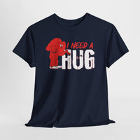 I Need A Hug T-Shirt — Cute Red Character Graphic Tee for Comfort & Gifts