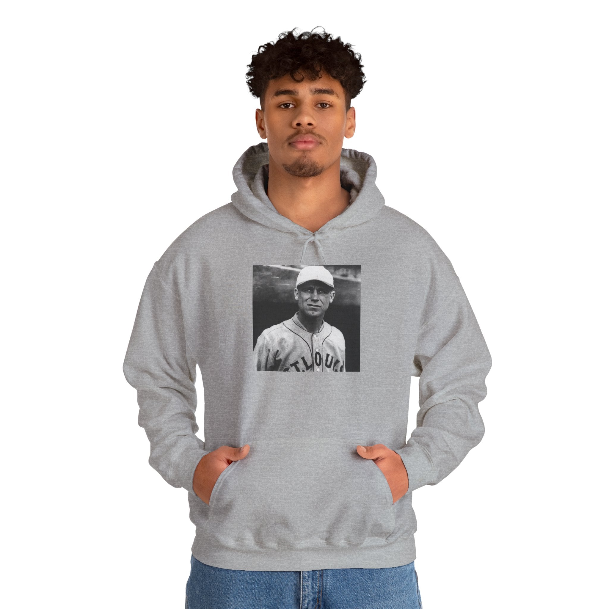 Vintage Baseball Player Hoodie — Classic Sports Graphic Pullover
