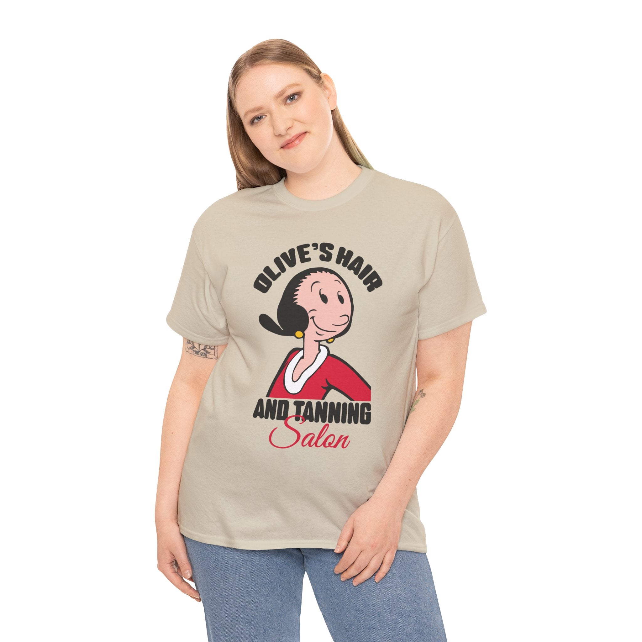 Olive's Hair and Tanning Salon Shirt - Funny Retro Parody Graphic Tee