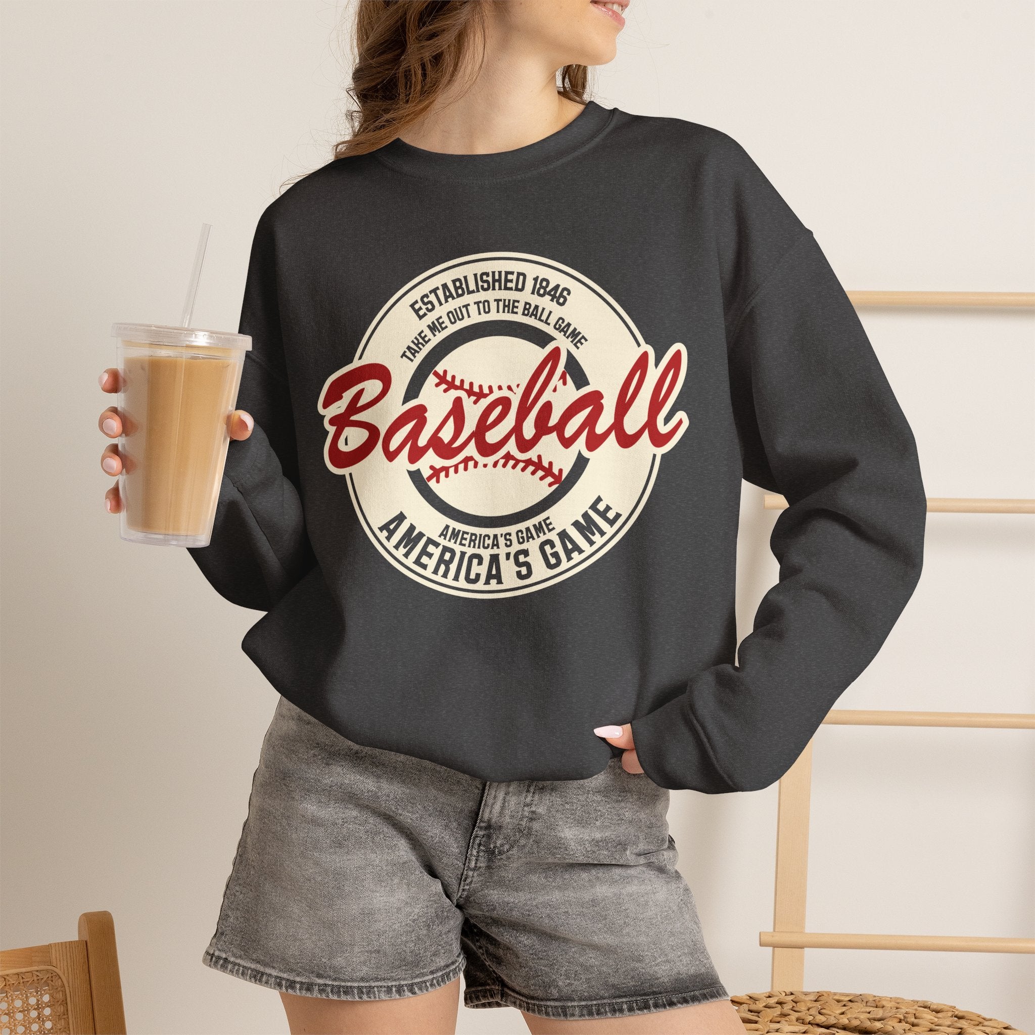 Vintage America's Game Sweatshirt - Classic Baseball Fan Crewneck