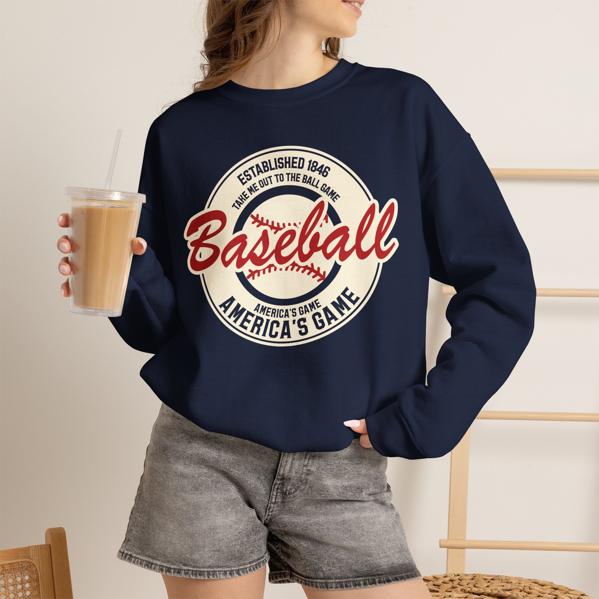 Vintage America's Game Sweatshirt - Classic Baseball Fan Crewneck