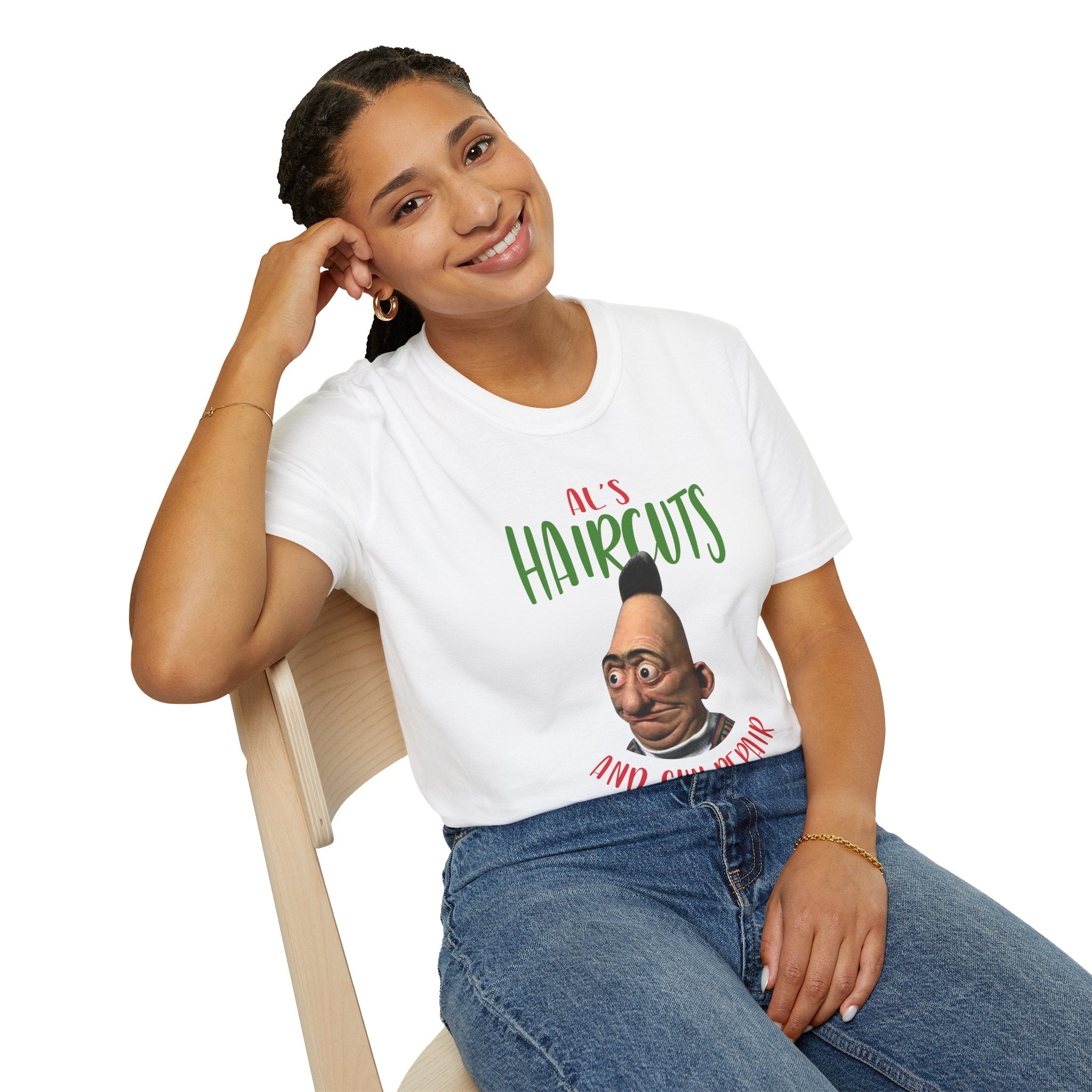 T-Shirt — "Al's Haircuts" Barber Shop Funny Graphic Tee