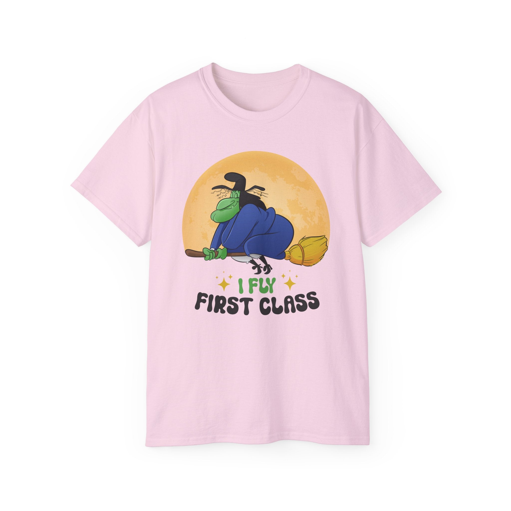 I Fly First Class — Funny Witch Halloween T-Shirt