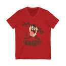 Hungry T-Shirt — Cartoon Tasmanian Devil 'I HUNGRY!!' Graphic V-Neck Tee