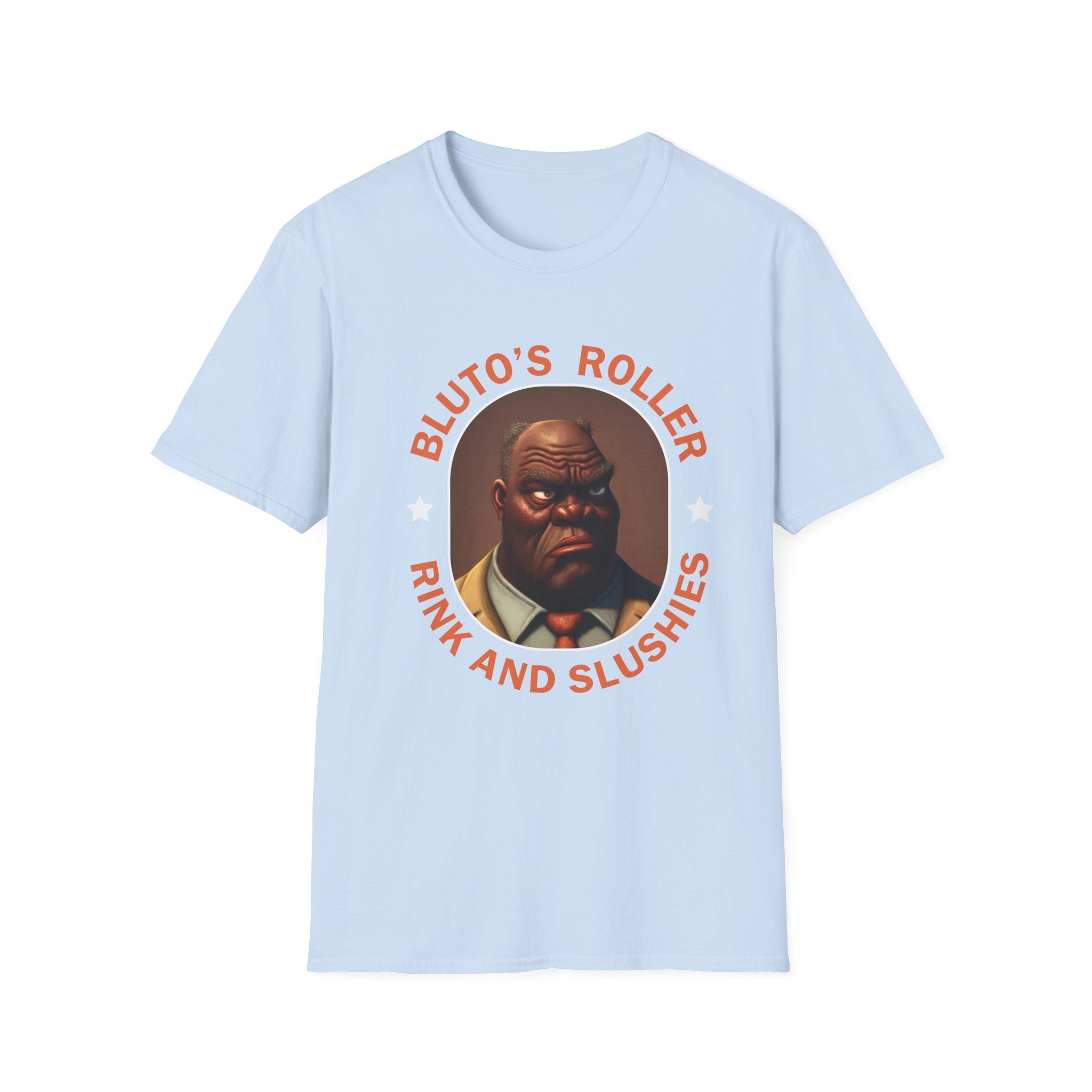 T-Shirt — "Bluto's Roller" Vintage Cartoon Portrait Tee (Rink & Slushies)