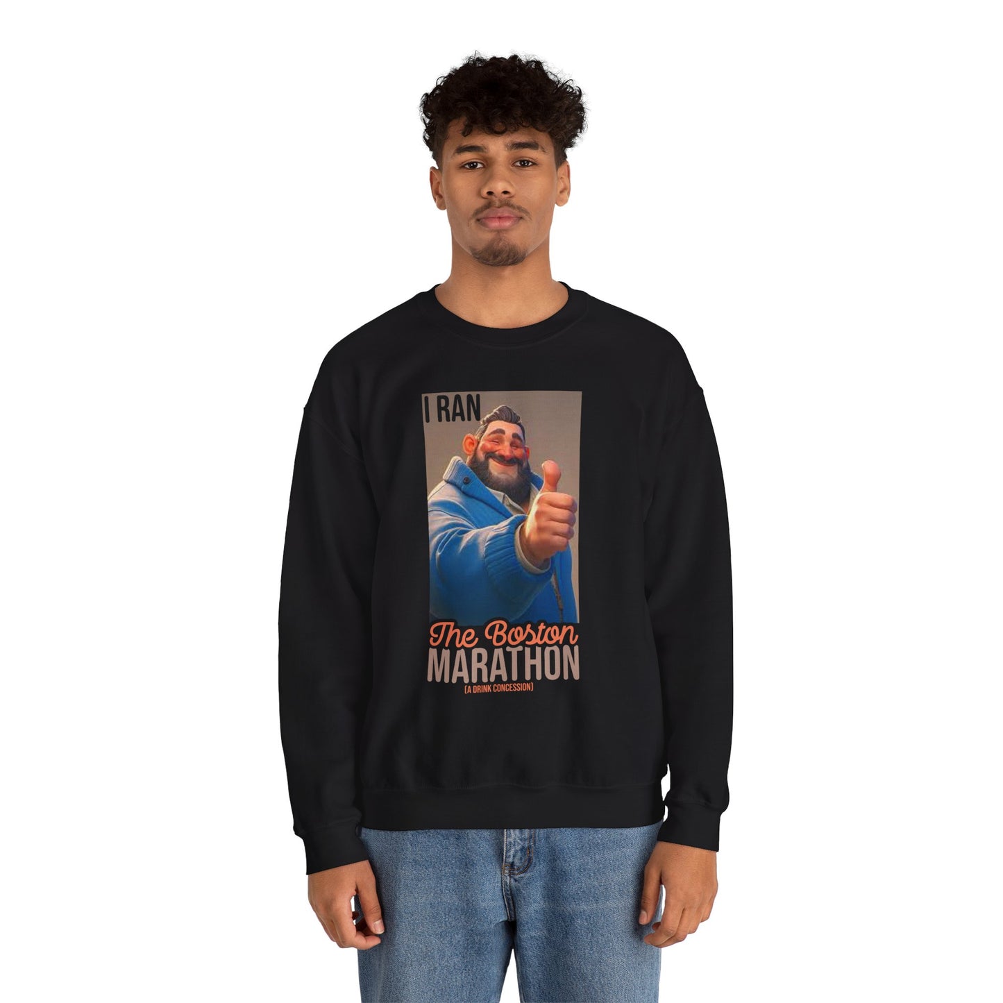 I Ran The Boston Marathon Drink Concession Sweatshirt - Funny Marathon Humor Crewneck