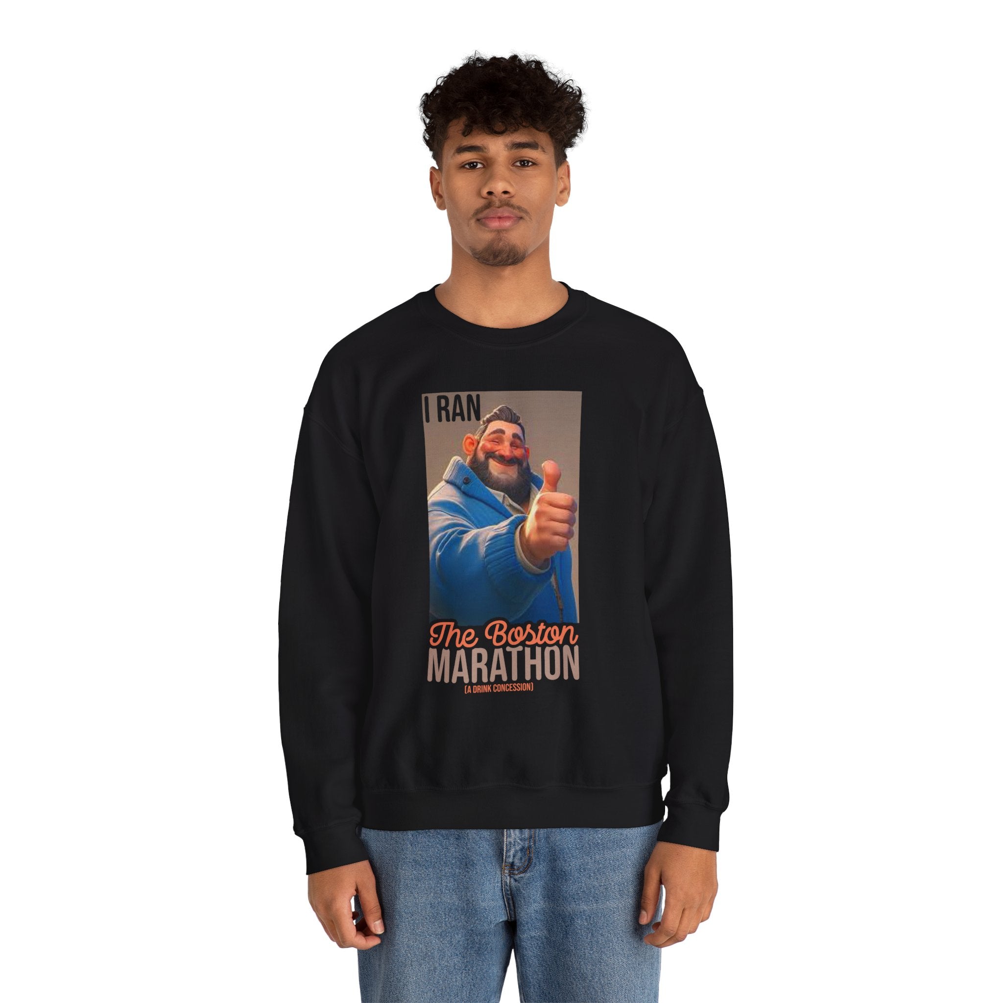 I Ran The Boston Marathon Drink Concession Sweatshirt - Funny Marathon Humor Crewneck