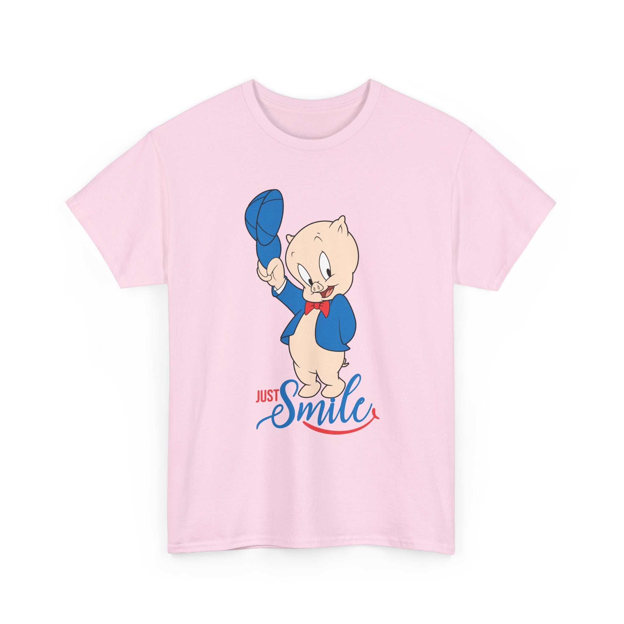 Retro Cartoon Pig 'Just Smile' T-Shirt
