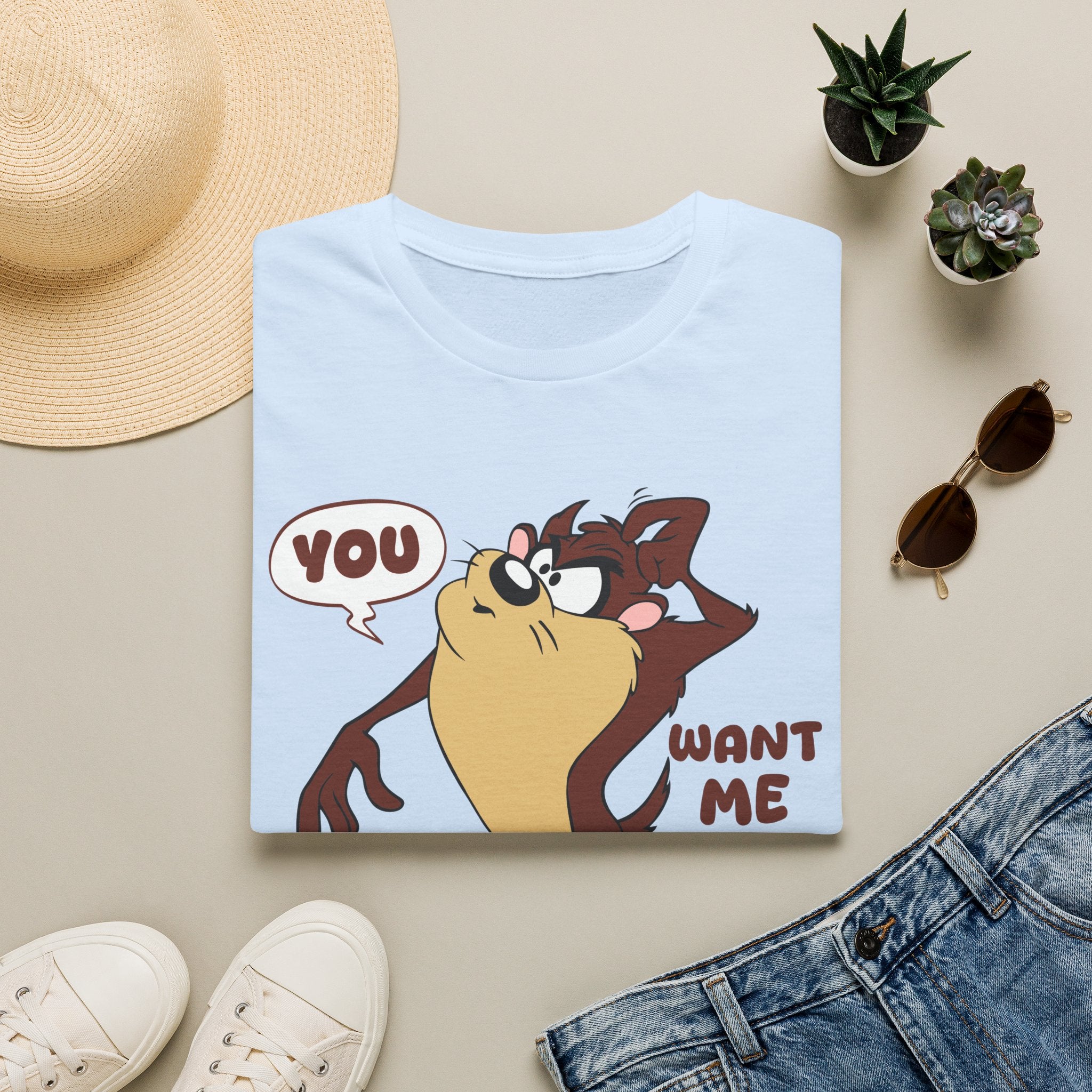 T-Shirt — 'You Want Me to Do What?' Tasmanian Devil Cartoon Tee