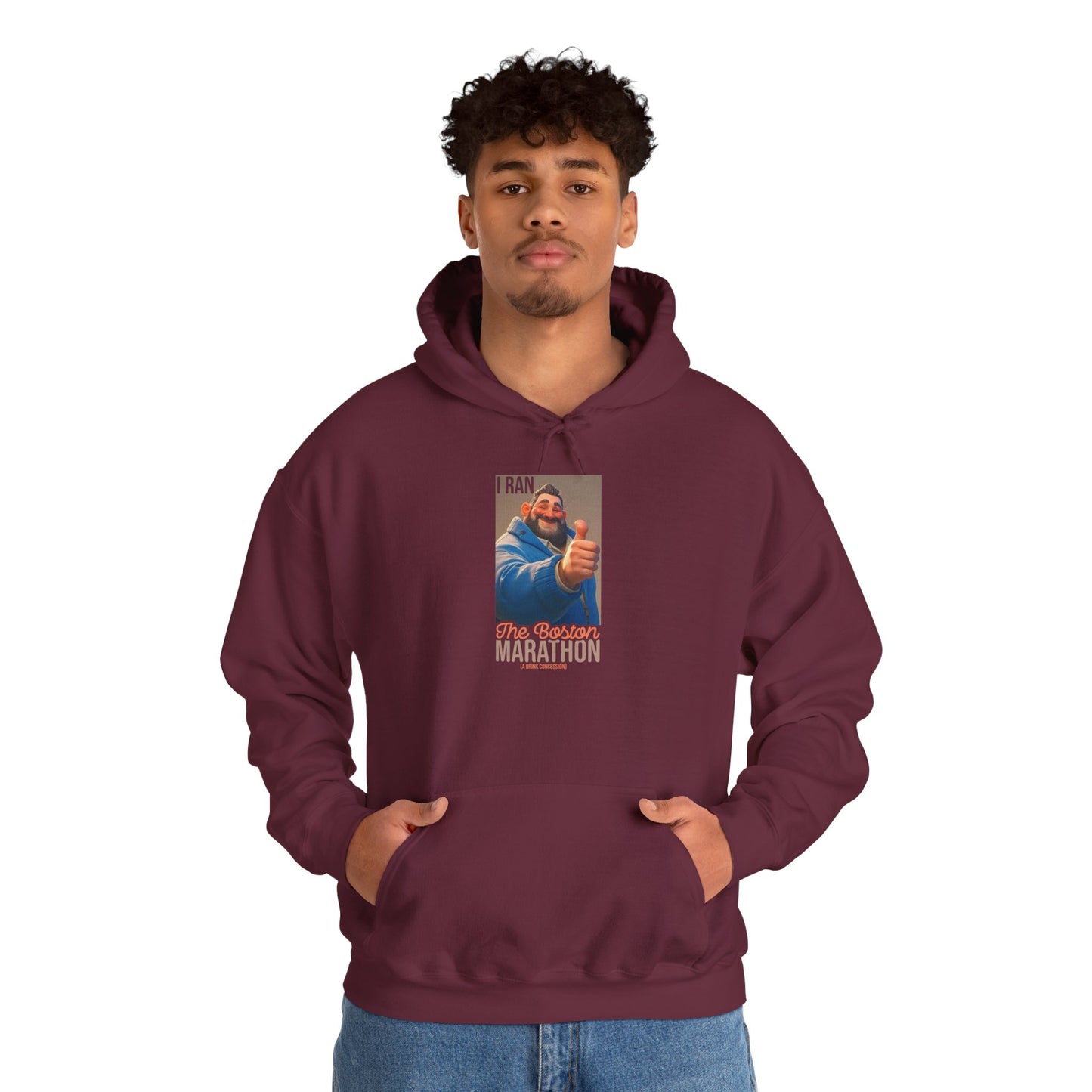 I Ran The Boston Marathon Drink Concession Hoodie — Funny Marathon Humor Pullover