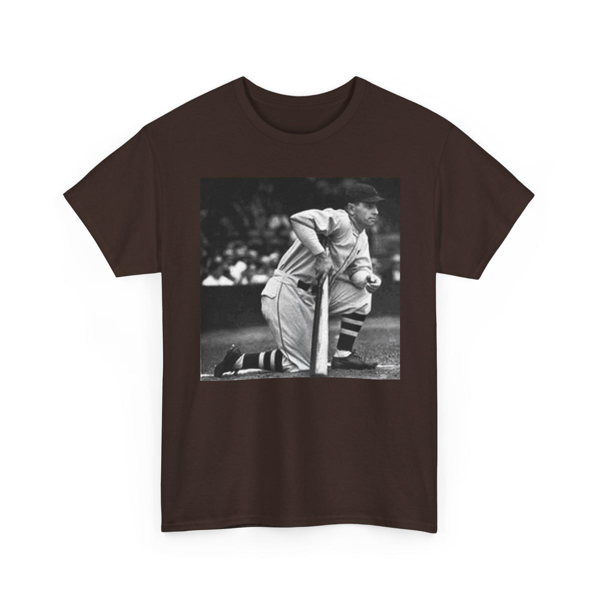 Vintage Baseball Photo T-Shirt – Classic Kneeling Player Graphic Tee