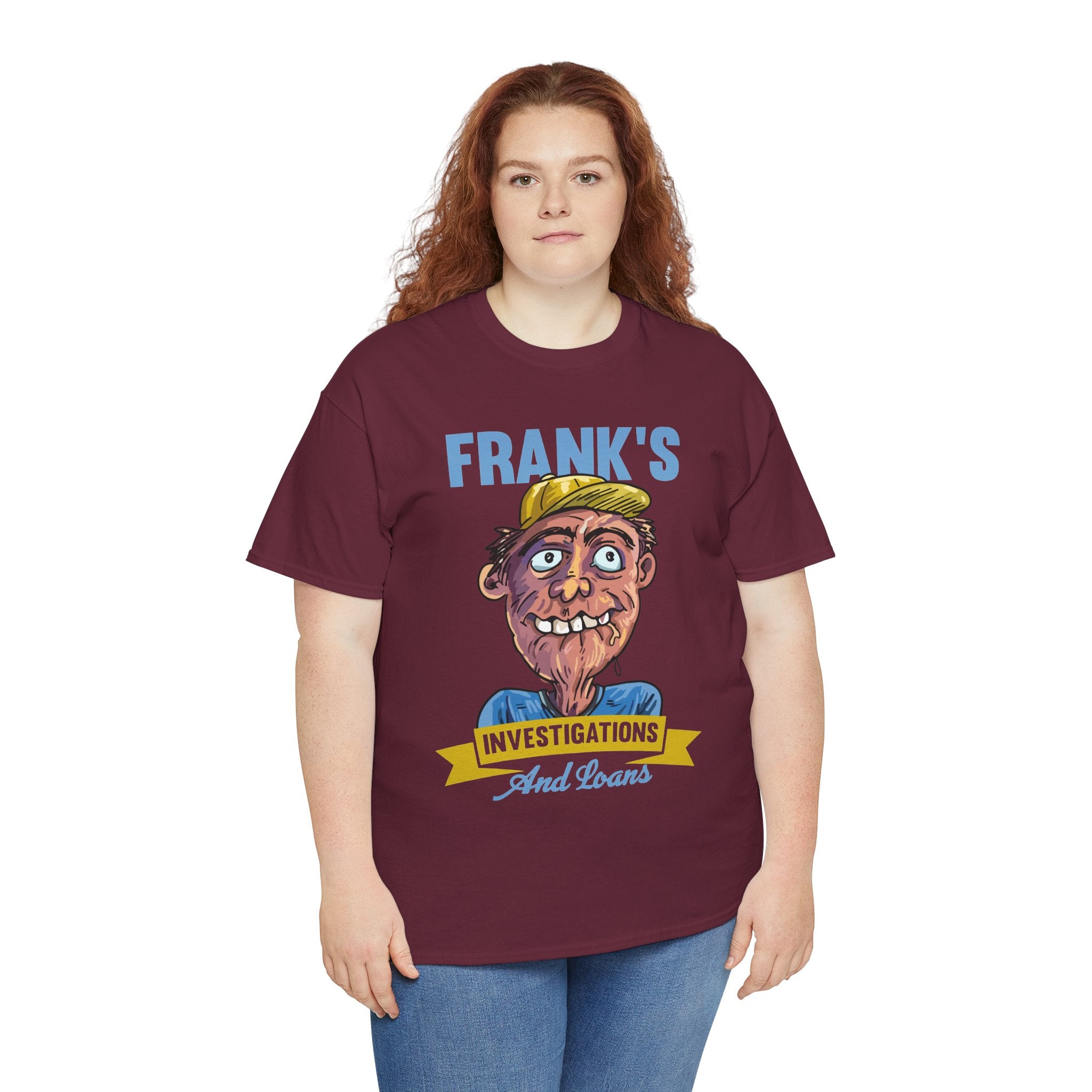 Frank's Investigations and Loans Funny Retro Character Vintage Humor Graphic T- Shirt