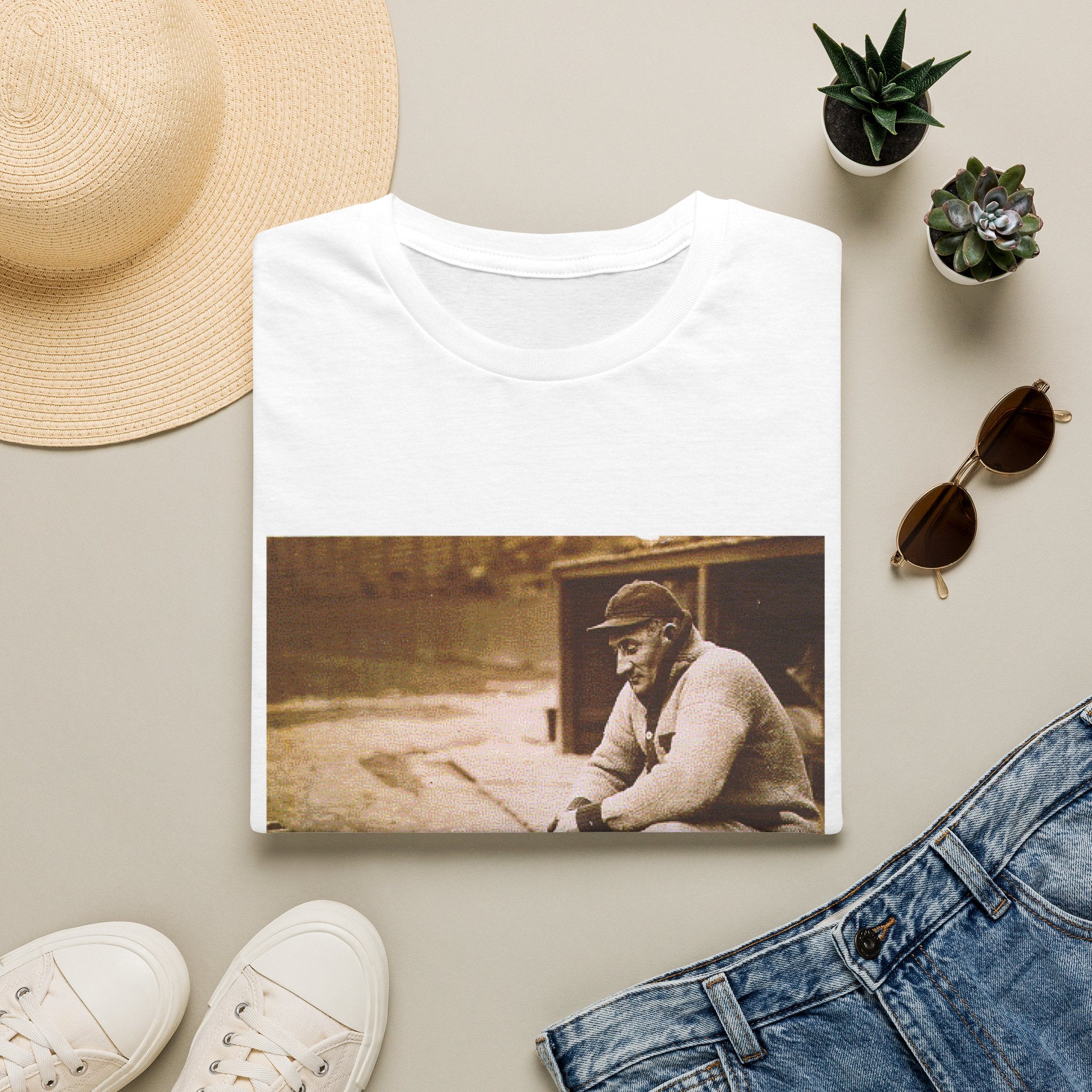 Vintage Fisherman Photo T-Shirt