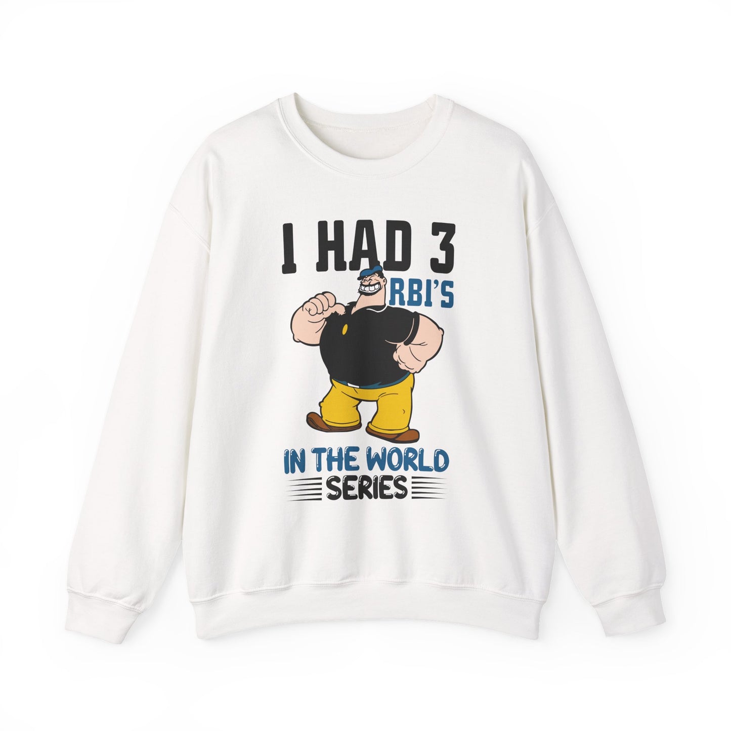 I Had 3 RBIs In the World Series Funny Baseball Fan Retro Cartoon Graphic Sweatshirt