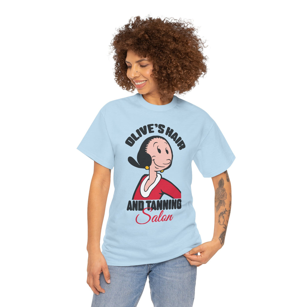 Olive’s Hair & Tanning Salon T-Shirt — Vintage Olive Oyl Cartoon Tee