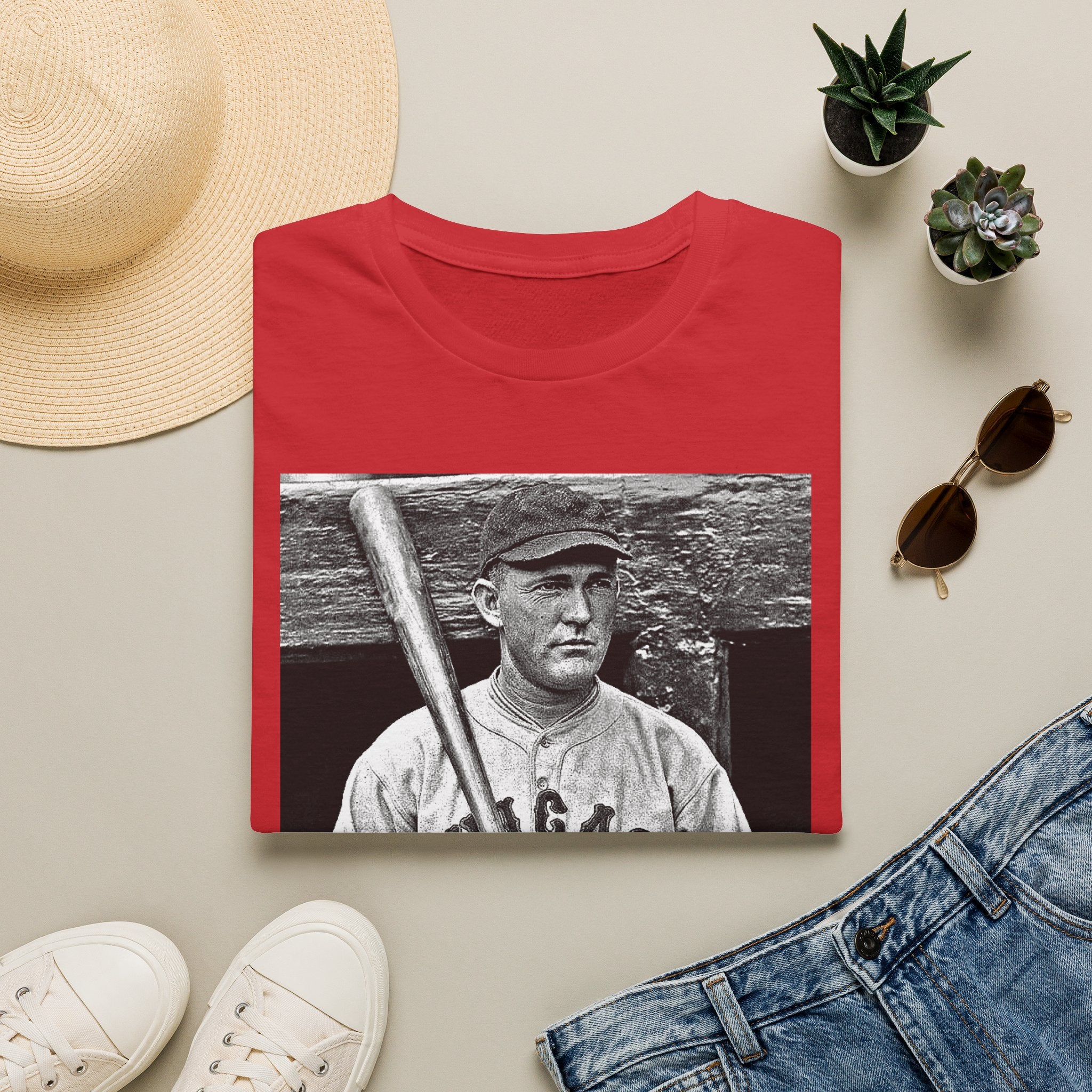 Vintage Baseball Player T-Shirt — Retro Chicago Baseball Graphic Tee