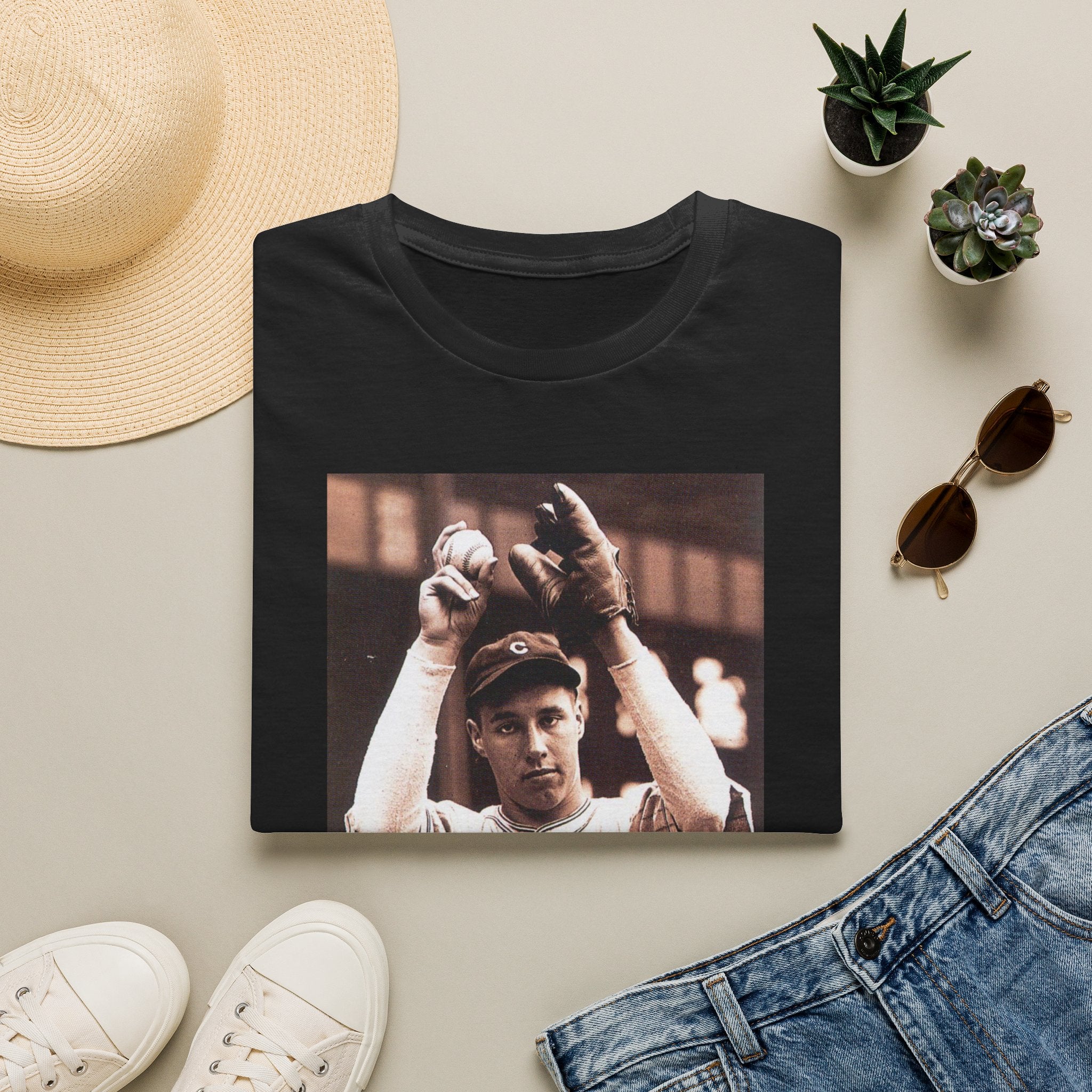 Vintage Baseball Player Photo T-Shirt — Retro Sports Tee