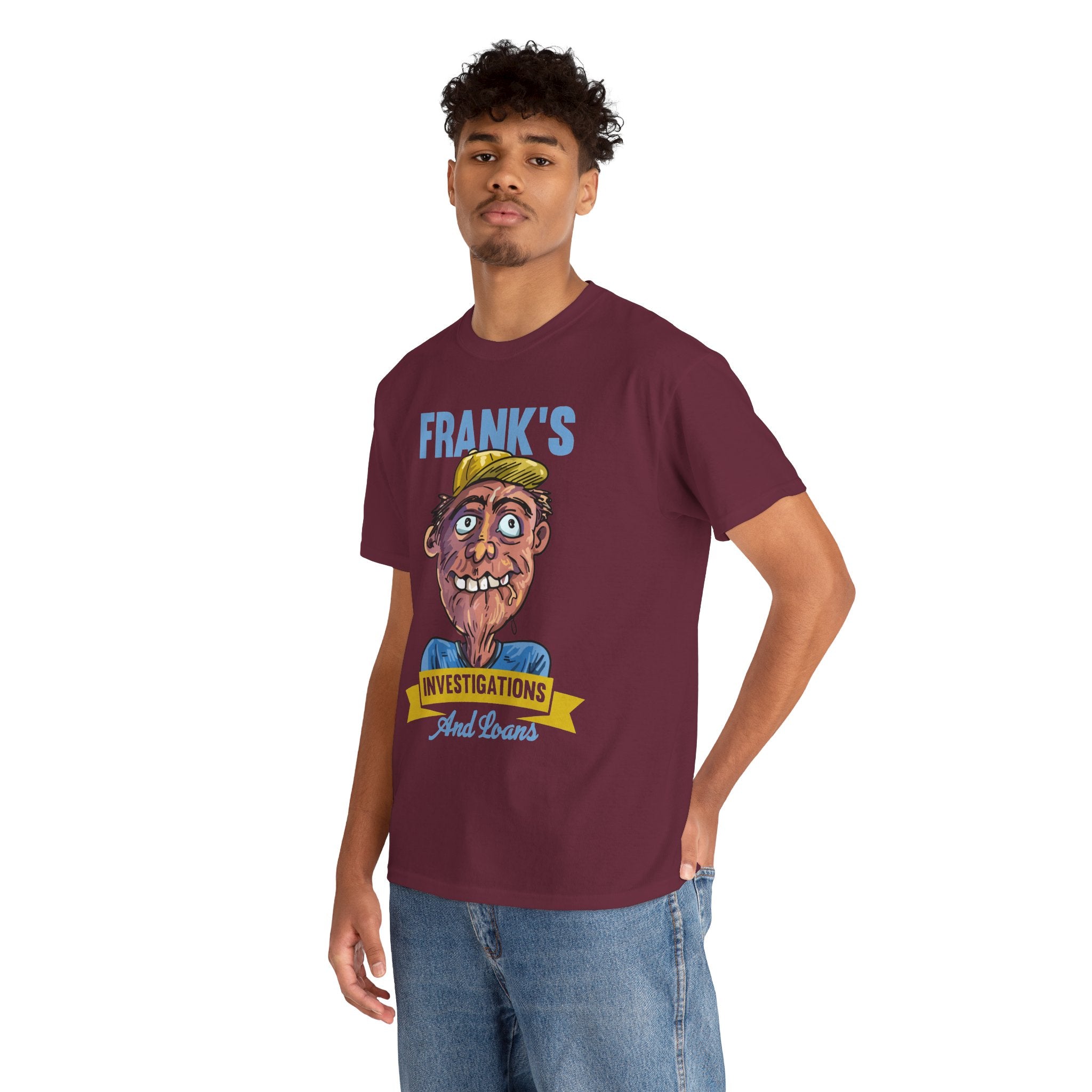 Frank's Investigations and Loans Funny Retro Character Vintage Humor Graphic T- Shirt