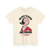 Olive’s Hair & Tanning Salon T-Shirt — Vintage Olive Oyl Cartoon Tee