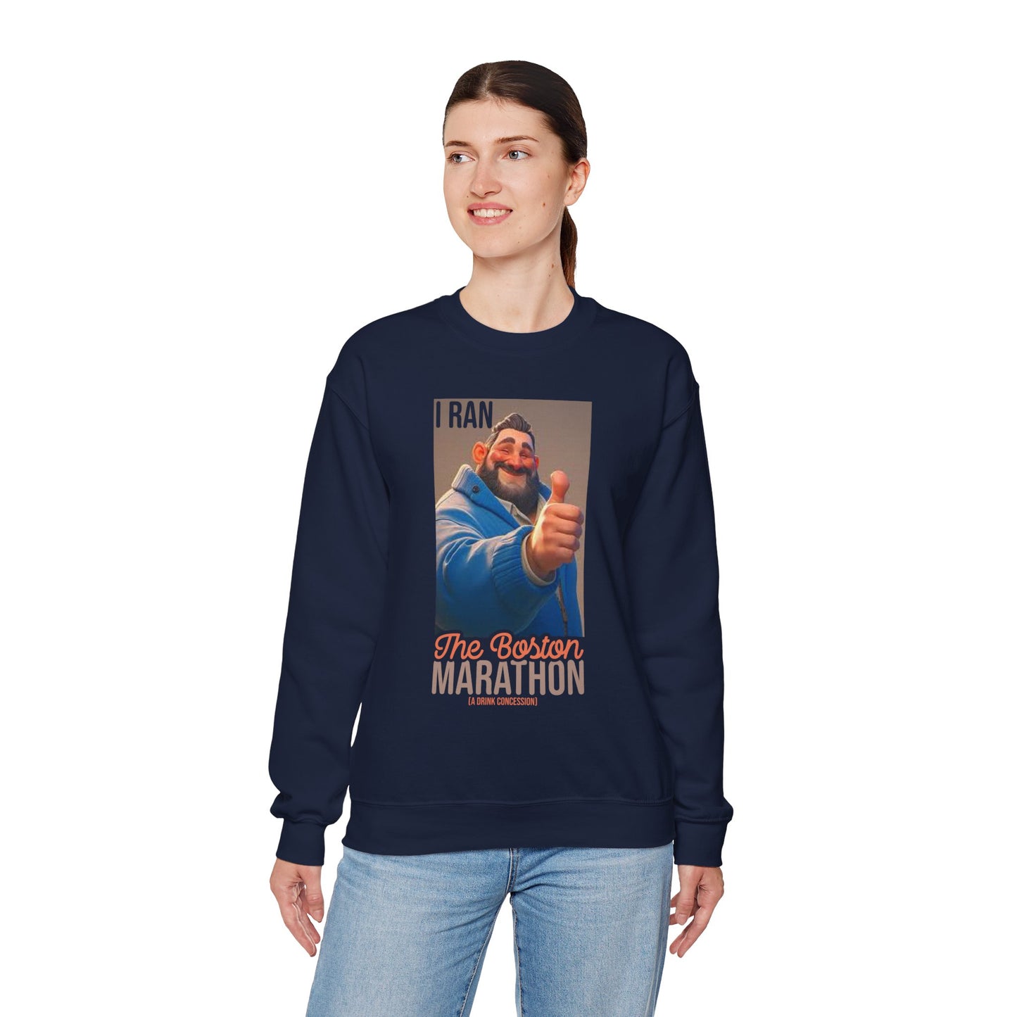I Ran The Boston Marathon Drink Concession Sweatshirt - Funny Marathon Humor Crewneck