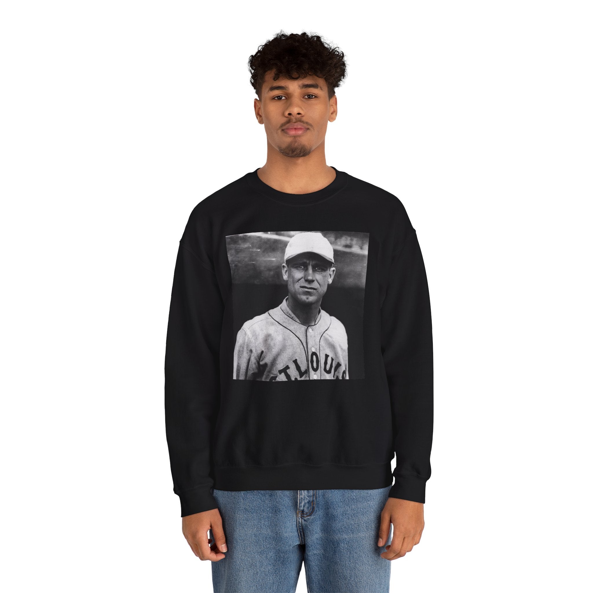 Vintage Baseball Player Sweatshirt - Classic Sports Graphic Crewneck
