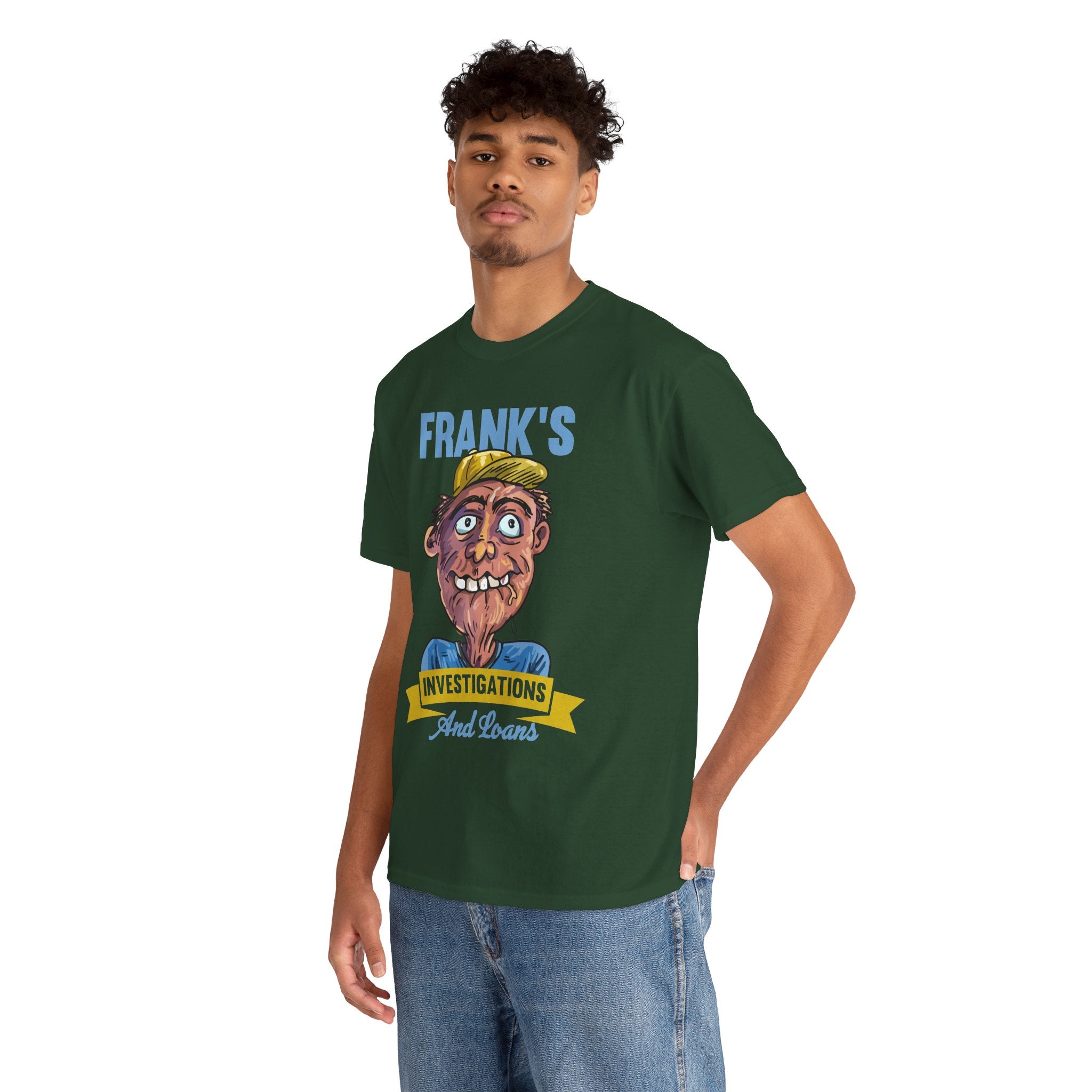 Frank's Investigations and Loans Funny Retro Character Vintage Humor Graphic T- Shirt