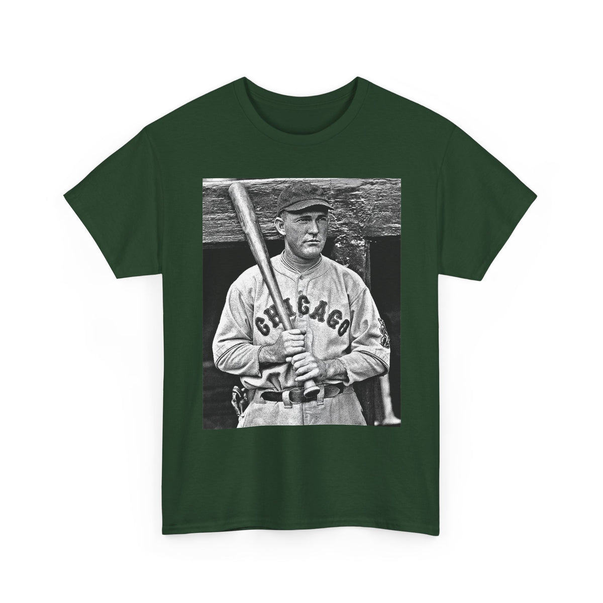 Vintage Chicago Baseball Photo T-Shirt — Retro Black & White Player Legend Tee